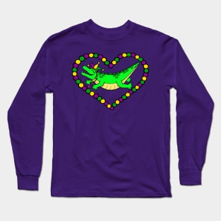 Mardi Gator Heart Long Sleeve T-Shirt
